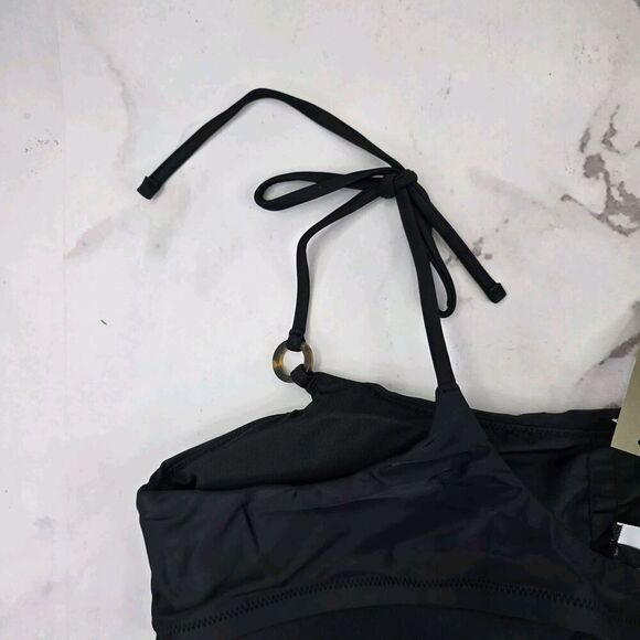 J Crew Swim Top 2X Black O Ring Tie Shoulder Square Neck Bikini Padded BF175 - Picture 5 of 11